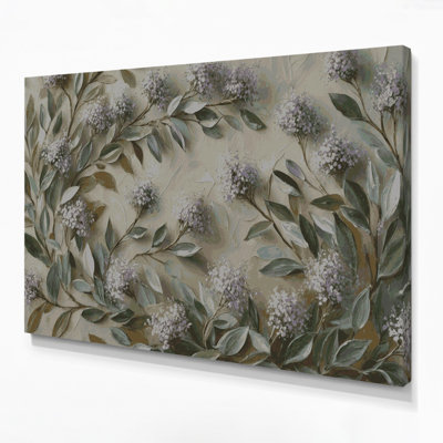 Botanical Marjoram Grey Canvas Wall Art