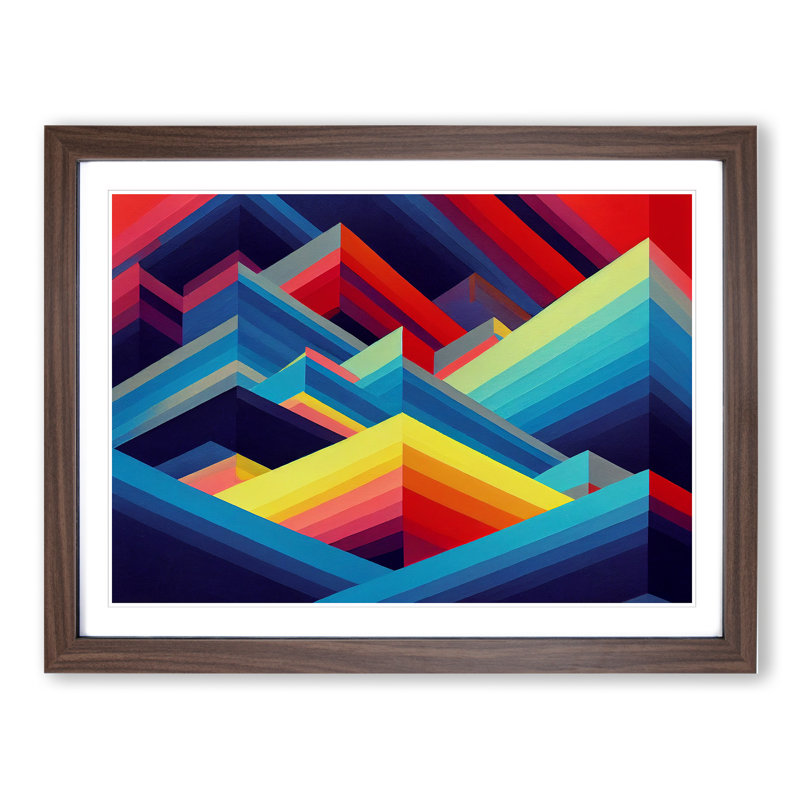 Uplifting Abstract Art - Framed Print, 46cm H x 64cm W x 2cm D, Walnut
