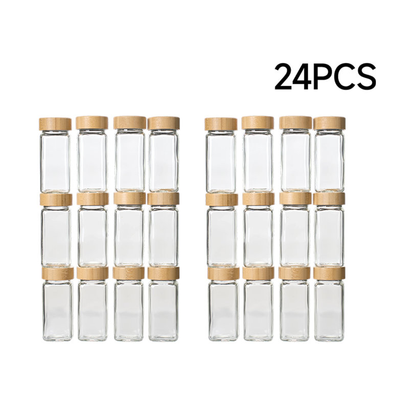 24Pcs Glass Spice Jars with Bamboo Lids