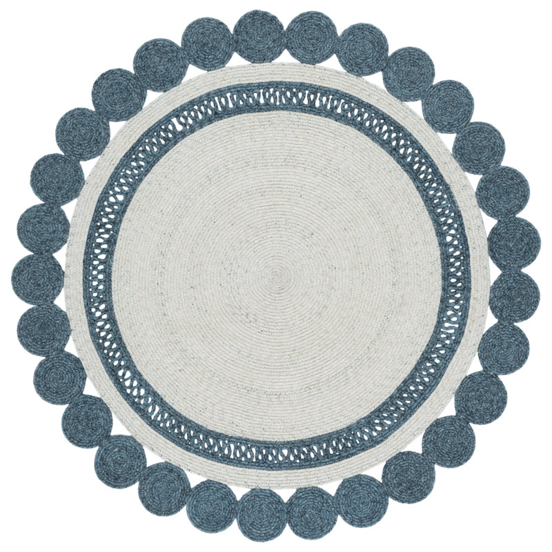 Tapis d'intérieur tressé à la main sans motif, Rond 6 pi 0 po x 6 pi 0 po