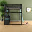 Lit mezzanine compact en bois moderne avec rangement, noir et bleu
