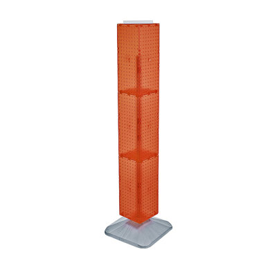 Four-Sided Pegboard Floor Display on Revolving Base. Spinner Rack Tower. Panel Size: 8"W x 60"H