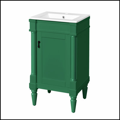 Meuble-lavabo moderne de 18 pouces avec lavabo, armoire de rangement compacte, conception autoportante pour petites salles de bain, tablette réglable et fabrication durable