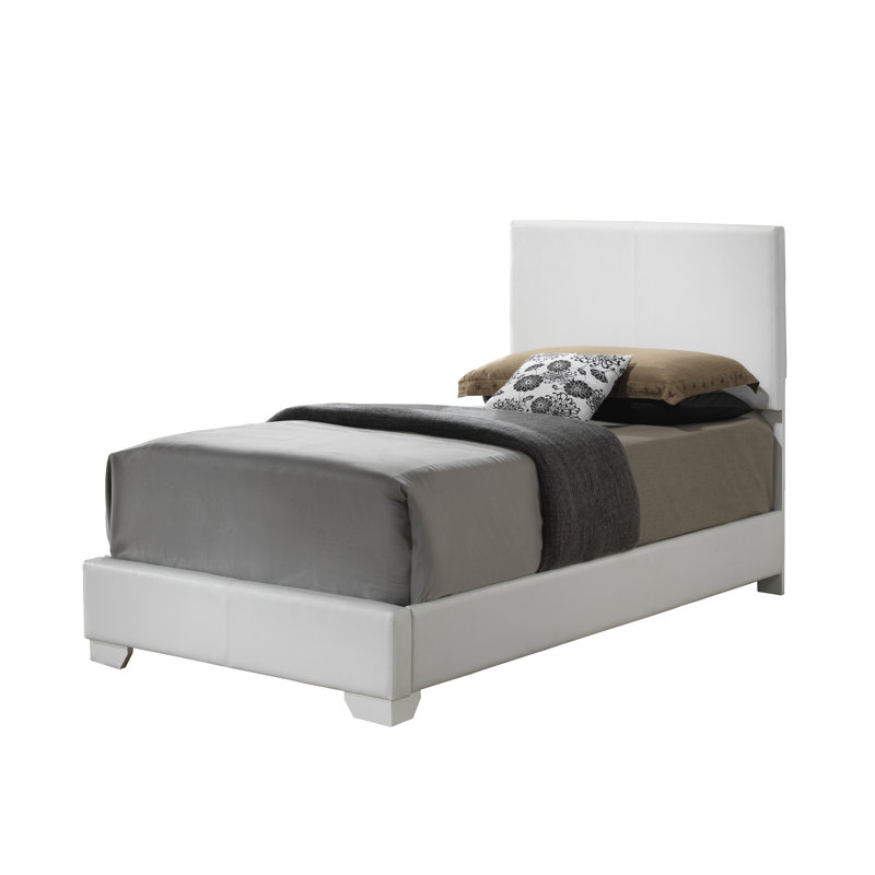Upholstered Low Profile Standard Bed, Full, White