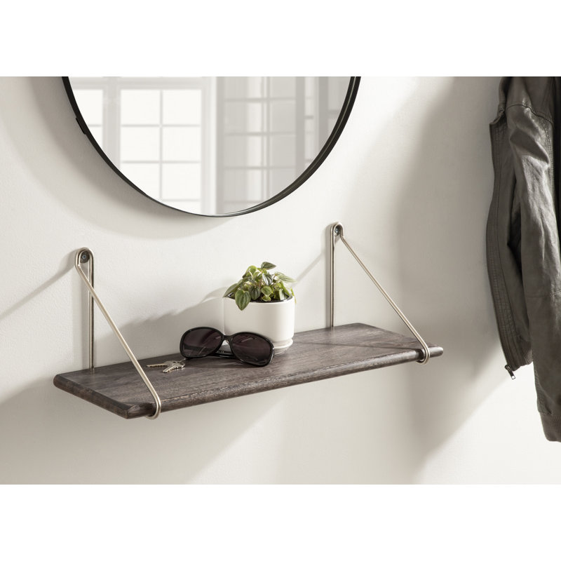 Mirabelle Floating Shelf, Graywash/Silver
