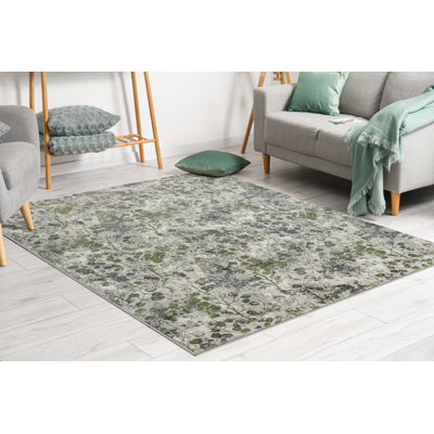 Mamane Transitional Floral Green Area Rug