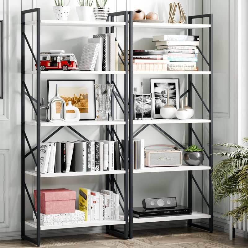 Rego 62.2" H x 23.6" W Etagere Bookcase, White/Black