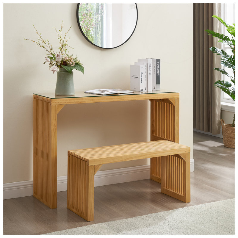 Ensemble de table et banc de salle à manger en pin naturel Natural