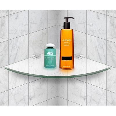 Montez-le! Tablette d'angle en verre pour salle de bain, verre trempé mural de 8 mm d'épaisseur, 9,75 po