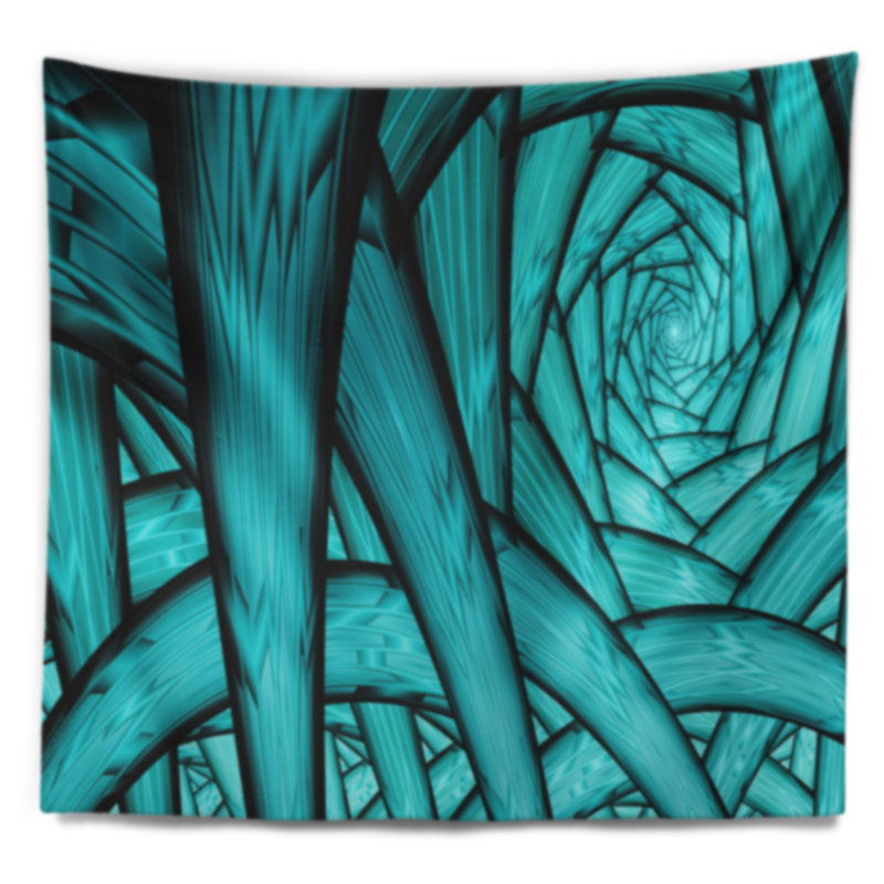 Tapisserie à tunnels sans toile abstraite turquoise, H 32 po x l 39 po