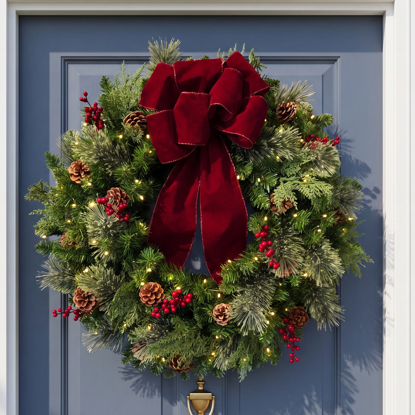 30" Pre-Lit Front Door Wreath