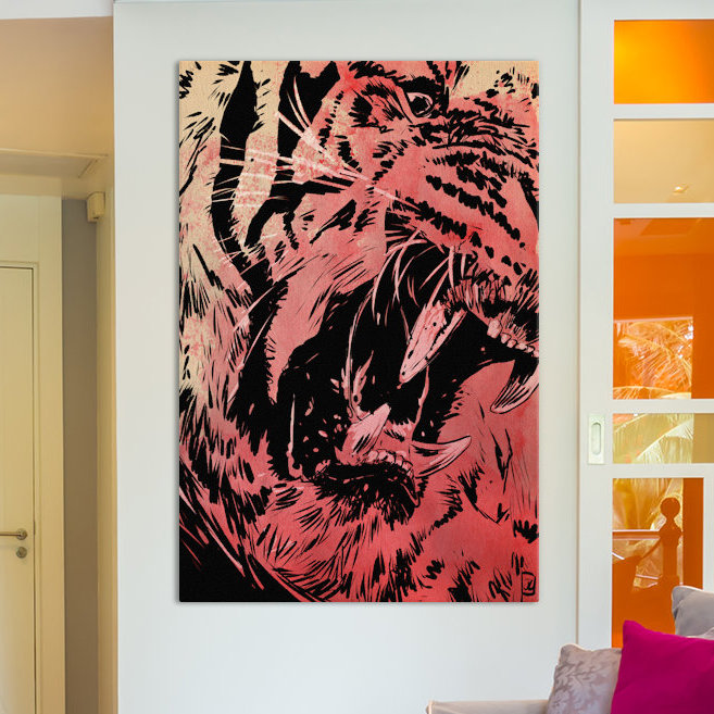 « roar » par giuseppe cristiano, peinture sur toile tendue, H 40 po x l 26 po x P 1,5 po, Toile tendue, Pas de tapis