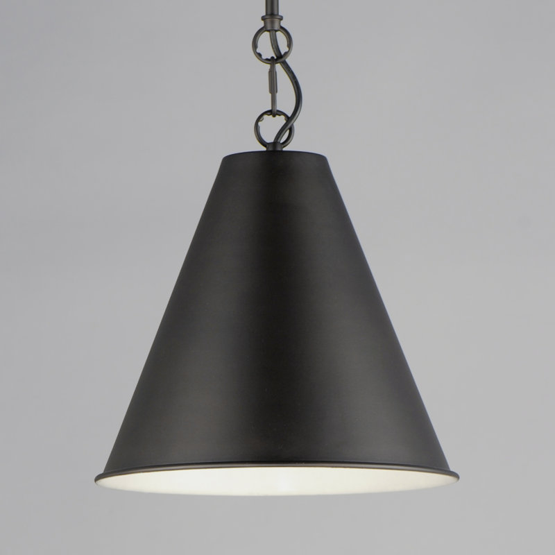 Luminaire suspendu simple à 1 lumière Lorrenda, Bronze châtaignier, H 11 po x l 12 po x P 12 po