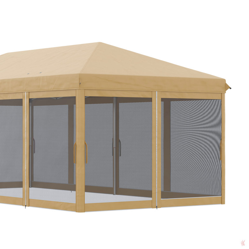 Grande tente à auvent escamotable avec filet Outsunny 10 pi x 20 pi pour abri de soleil instantané robuste pour les fêtes avec sac de transport pour l'extérieur, le jardin et le patio