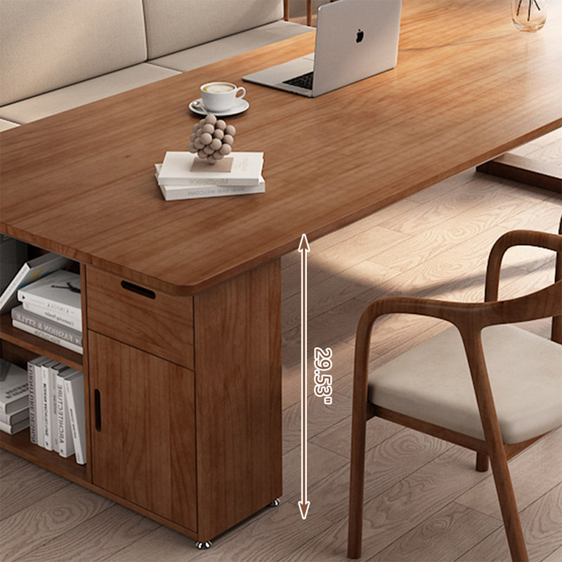 Bureaux rectangulaires en bois massif noyer, H 29,53 po x l 86,61 po x P 35,43 po, Retour à gauche