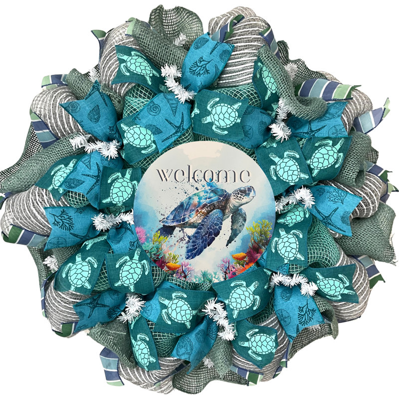 Welcome Sea Turtle Beach Handmade Wreath