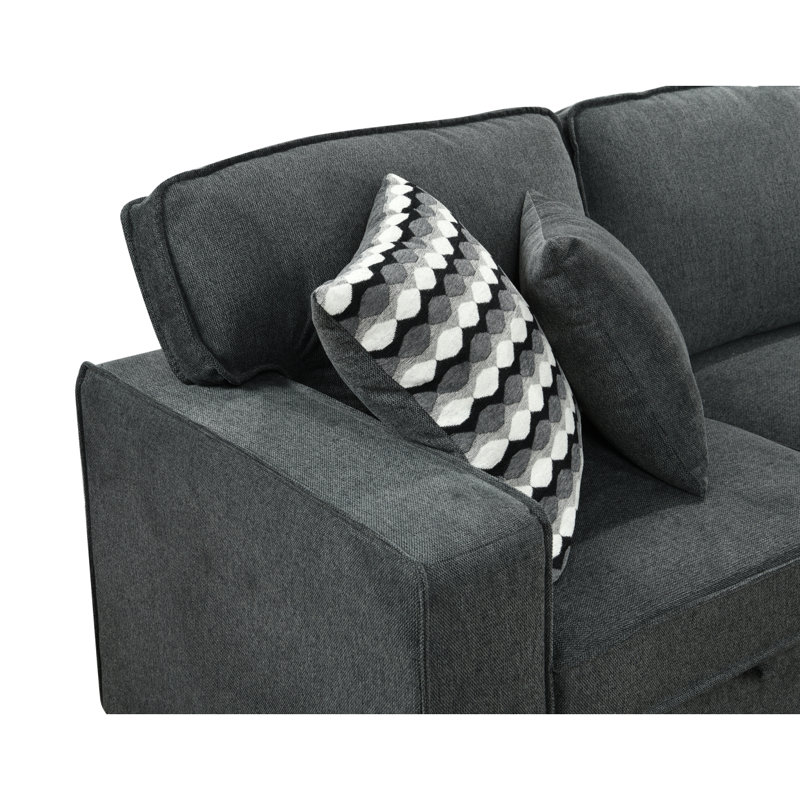 Canapé-lit modulaire escamotable avec méridienne et canapé-lit modulaire de 146 po Modern, Gris foncé