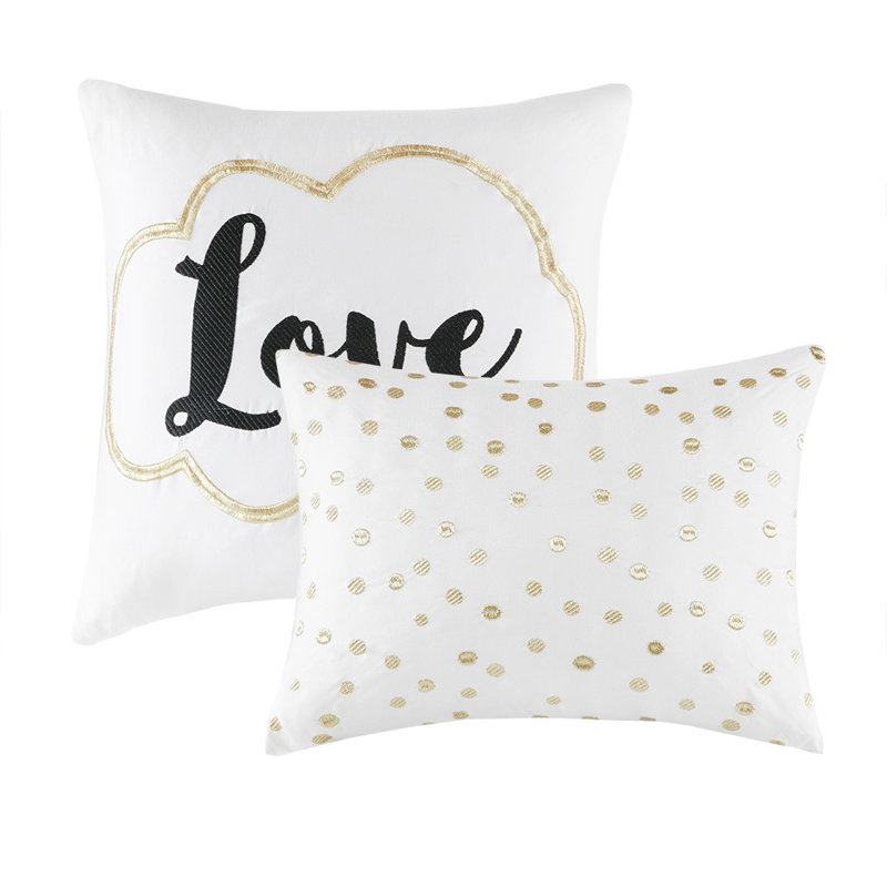 Ivory and Gold Twin Microfiber Geometric Comforter Set