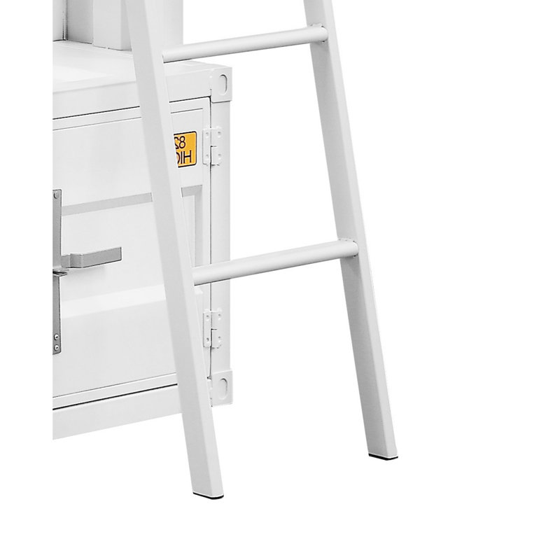 White Finish Bookcase W/Ladder, White