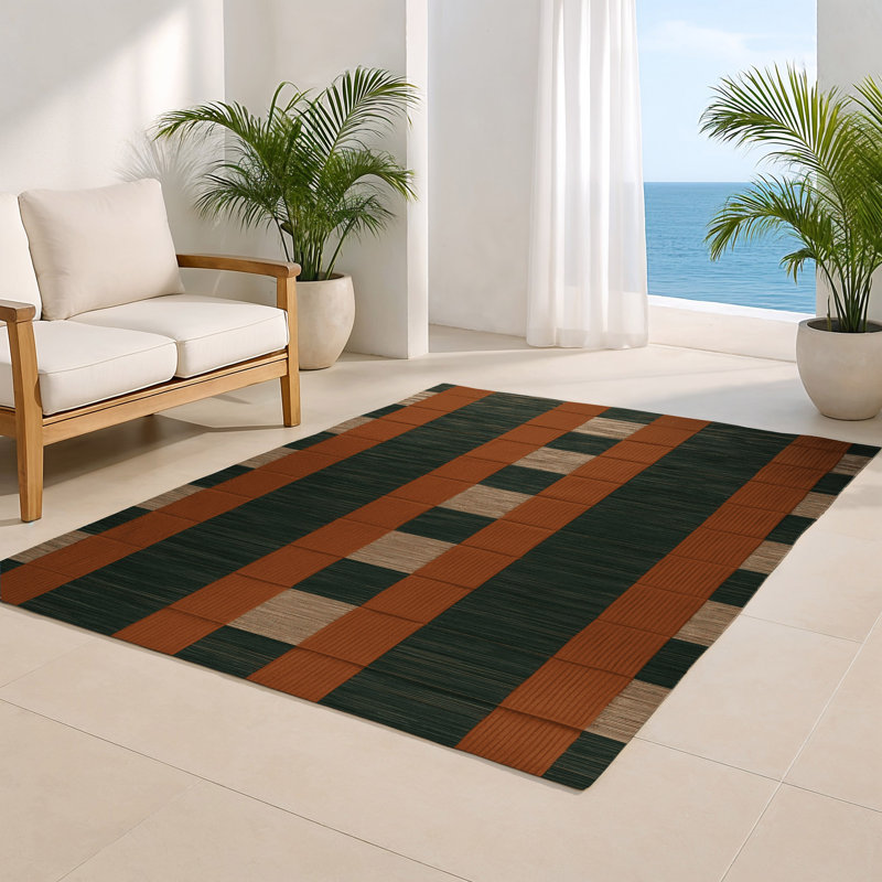 Tapis d'intérieur et d'extérieur à carreaux vert, Rectangulaire 2 pi x 3 pi