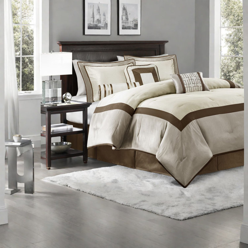 Elegant King Size Bedding Sets, Polyester Comfort With Transitional Style