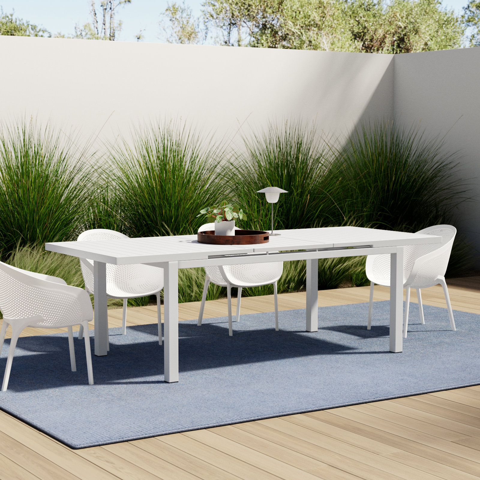 Ottie 96 " Extendable Patio Dining Table, White
