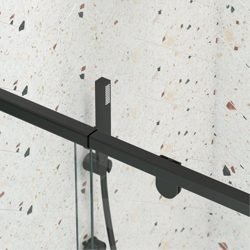 56-60" W X 71" H Piovt Swing Glass Shower Door, Pivot Frame Sliding Shower Door With 1/4"(6Mm) Clear SGCC Tempered Glass, Matte Black Finish Shower Doors, Reversible Installation