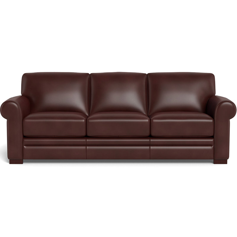 Brookfield 95 Wide Genuine Leather Rolled Arm Sofa, Chestnut