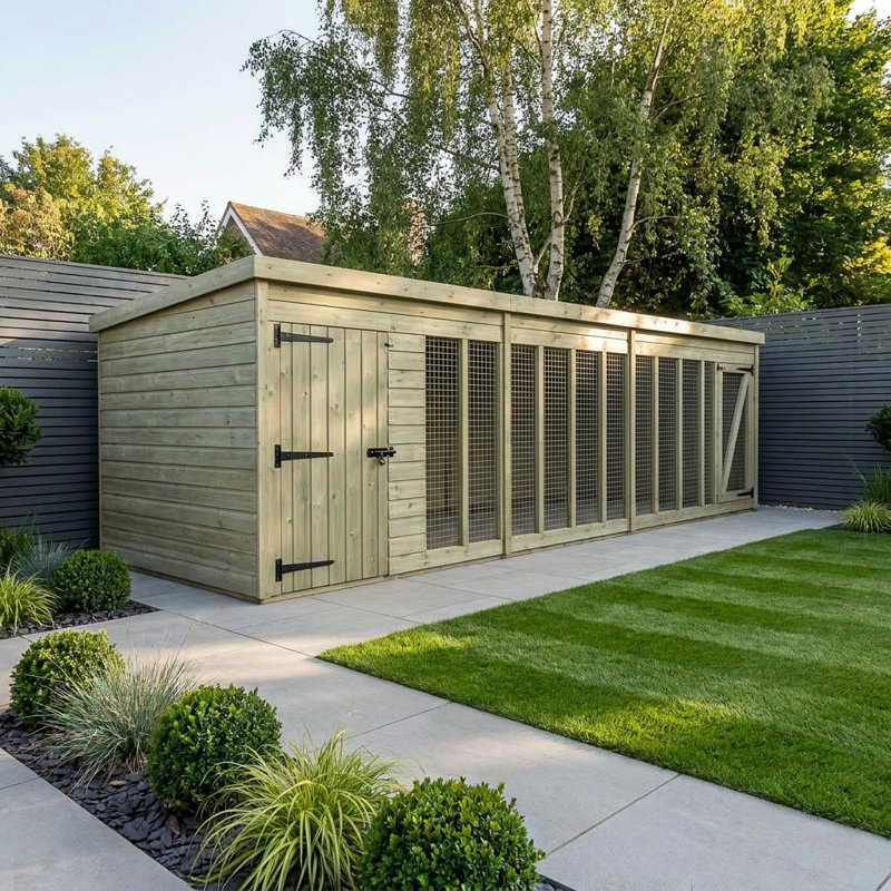 Total Sheds 18ft x 6ft Dog Run Short - Outdoor Dog Kennel - Pressure Treated Timber - UK Manufactured
