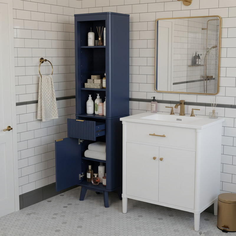 Armoire de rangement de salle de bain peu encombrante, fabrication en MDF, conception moderne pour une utilisation dans plusieurs pièces