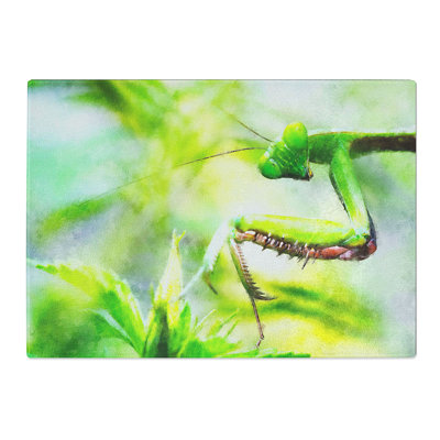 Tempered Glass Peering Praying Mantis Chopping Board