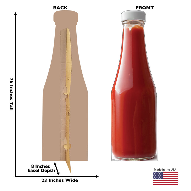 Life-Size Red Ketchup Bottle Cardboard Cutout Standup