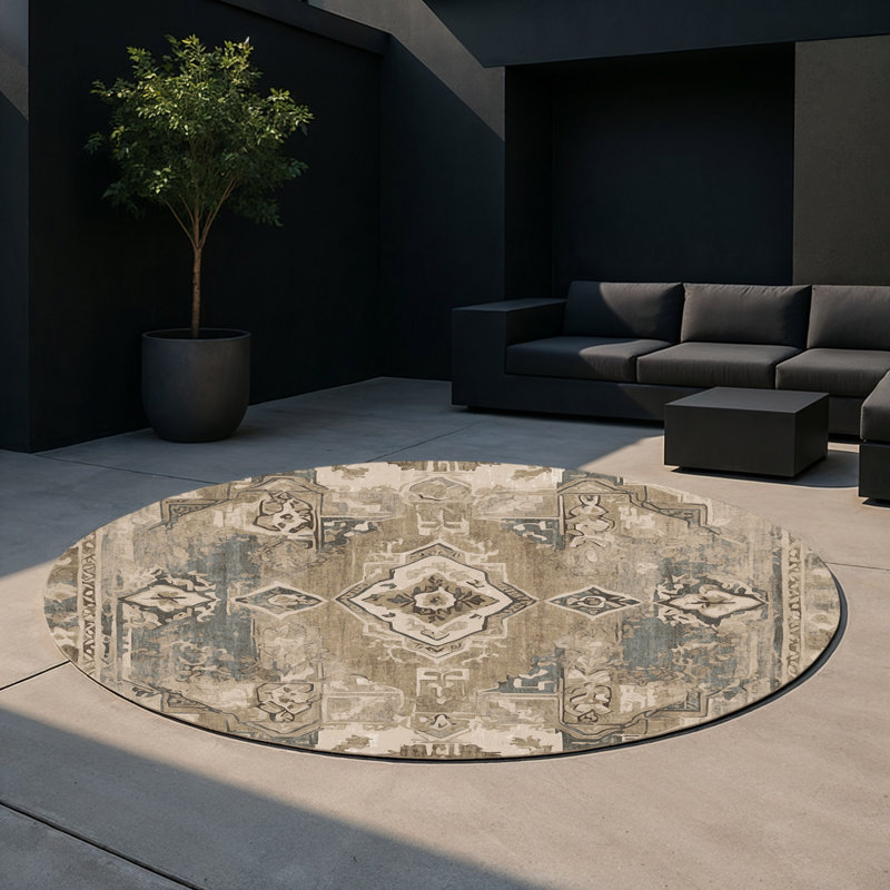 Historic Threads Indoor And Outdoor Area Rug, Round 5'