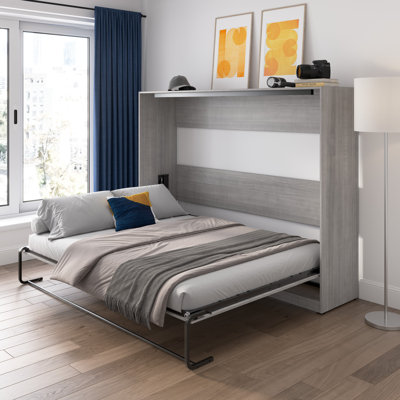 Grand lit escamotable 85W horizontal en gris platine