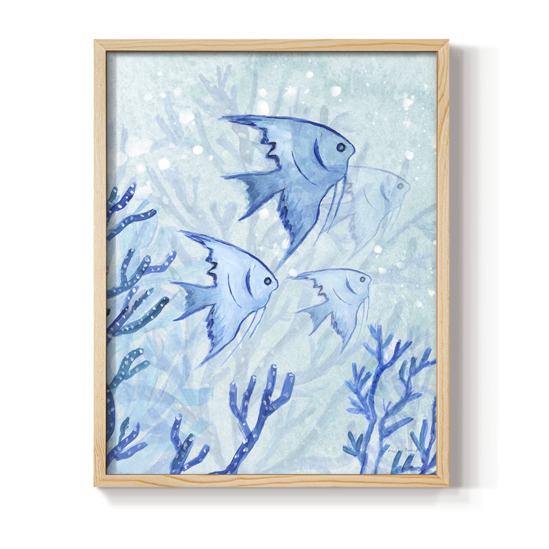 Angel Fish I Framed Print - Solid Wood, Natural, 11" H x 9" W