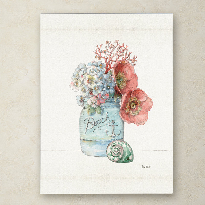 Sea Finds I Nautical Floral Canvas Wall Art, 18x24 Inches