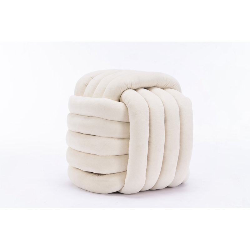Modern Knot Design Ottoman Makeup Stool Footstool, Beige