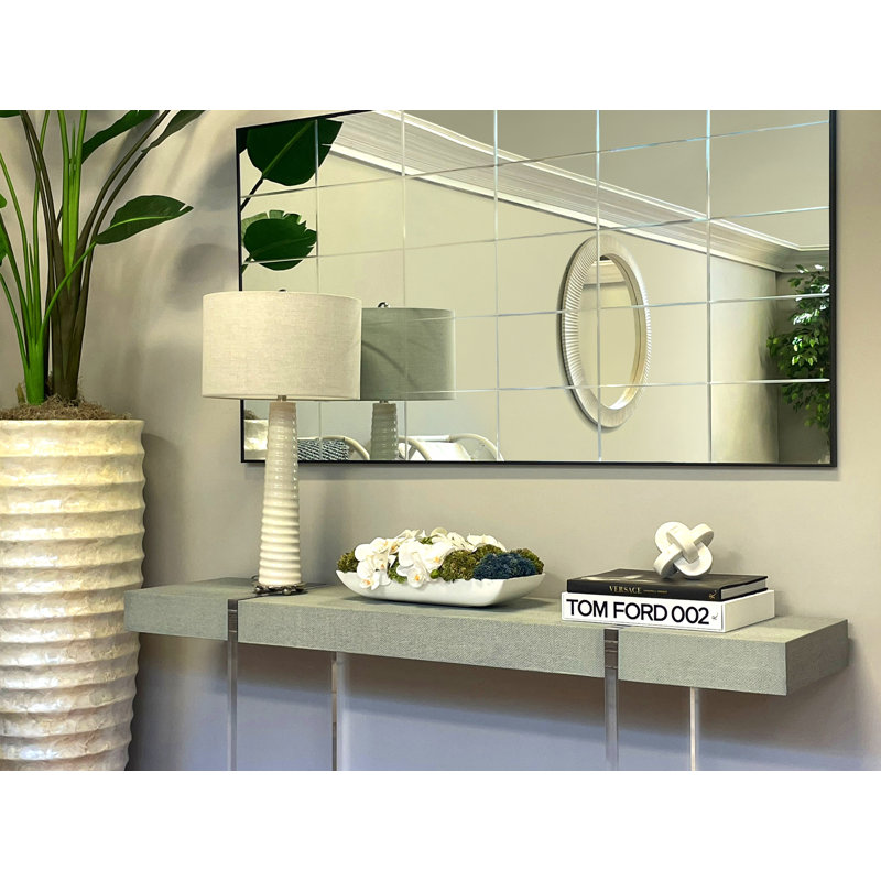 Orchids and Assorted Sedum in Fiberstone Planter, White/Green
