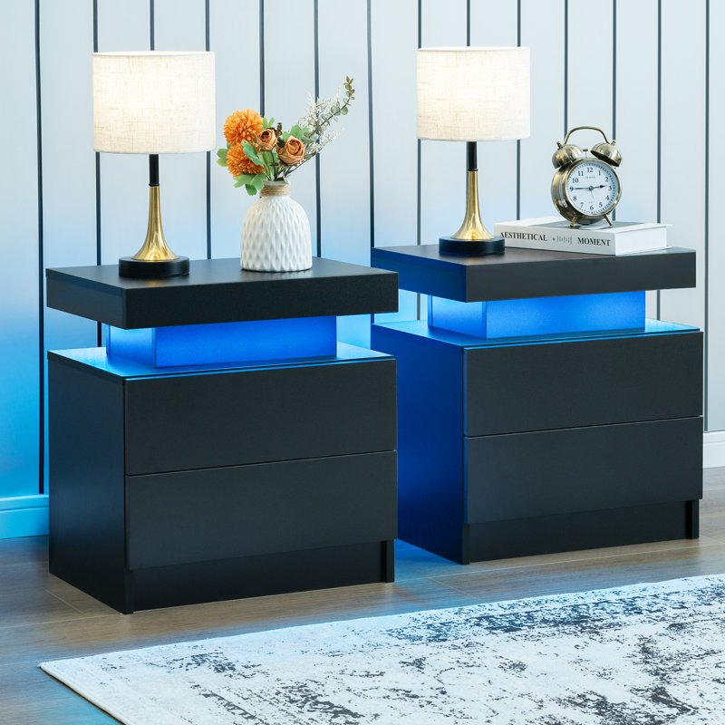 Dedorah 49cm W Particle Board / Chipboard Bedside Table, Blue