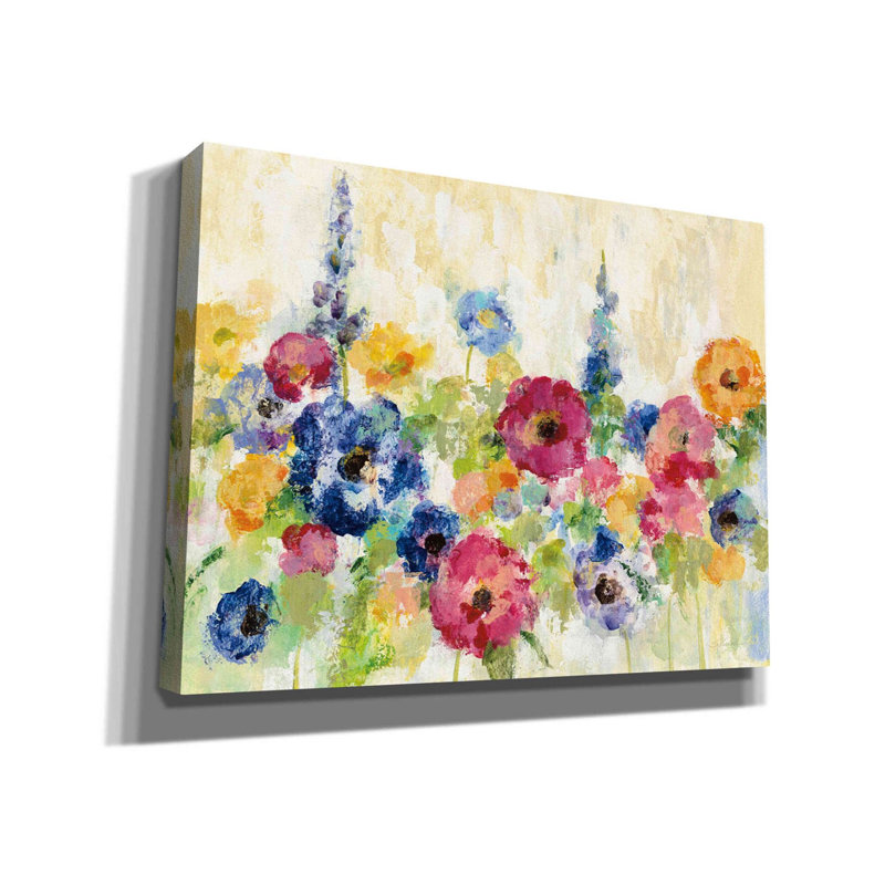 «Sunshine Field Flowers» par Silvia Vassileva, art mural sur toile, H 12 po x l 16 po x P 0,75 po
