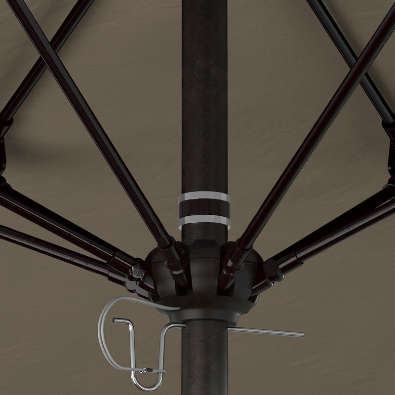 Parasol de marché commercial en aluminium Geil, Sunbrella® à tissage uni palette colombe, Bronze