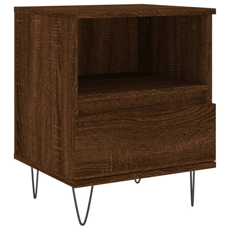 Ebenier 40 cm W Bedside Table, Brown Oak, Set of 2