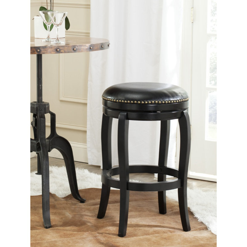 Tabouret pour bar pivotant Brockway, Blanc, Noir