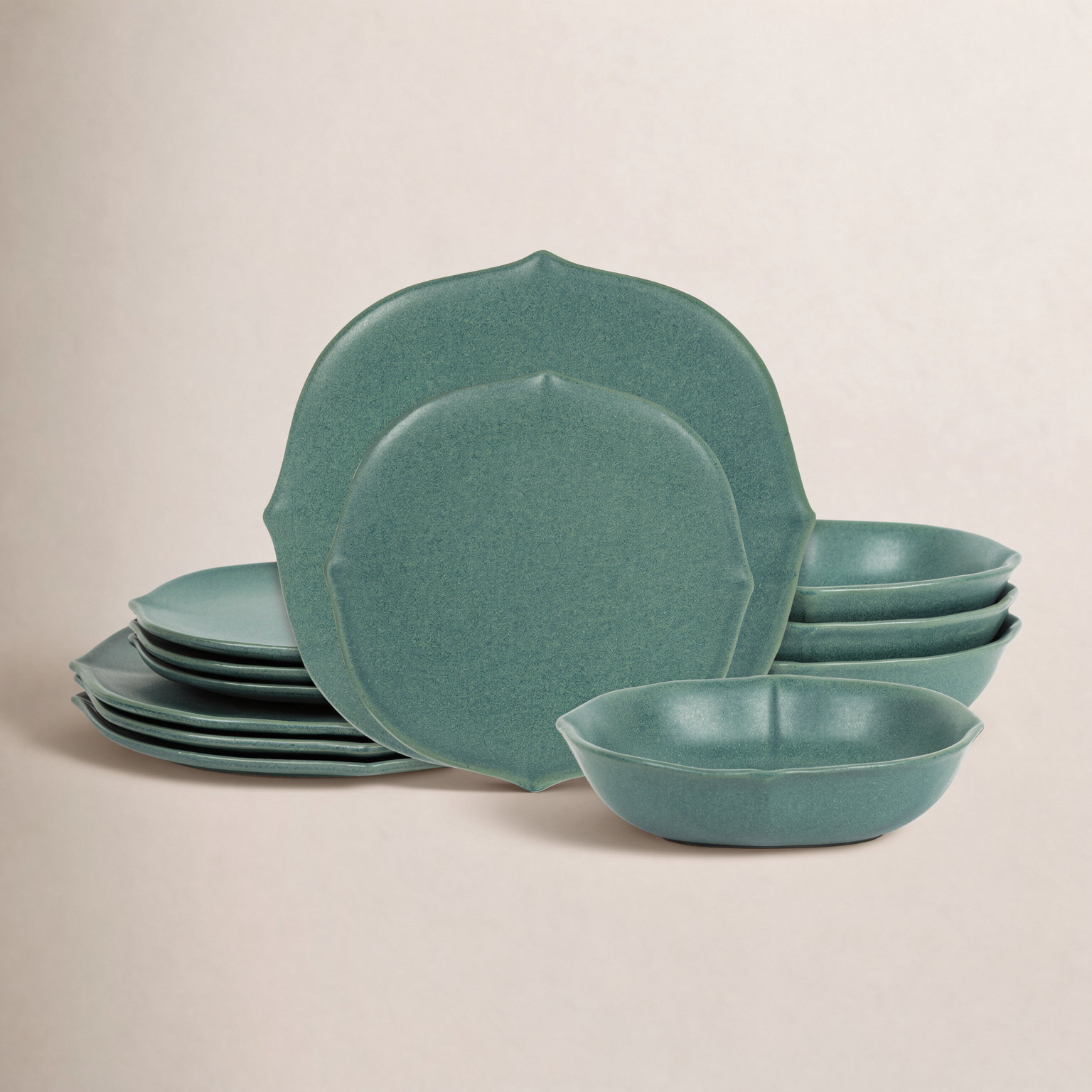 Stone Lain Baskerville 12-Piece Dinnerware Set Stoneware, Green