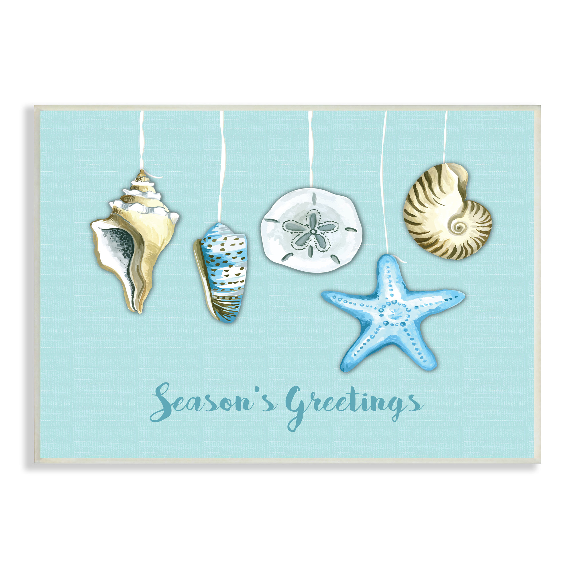 Stupell Industries Season''s Greetings Festive Beach Holiday Seashells ...