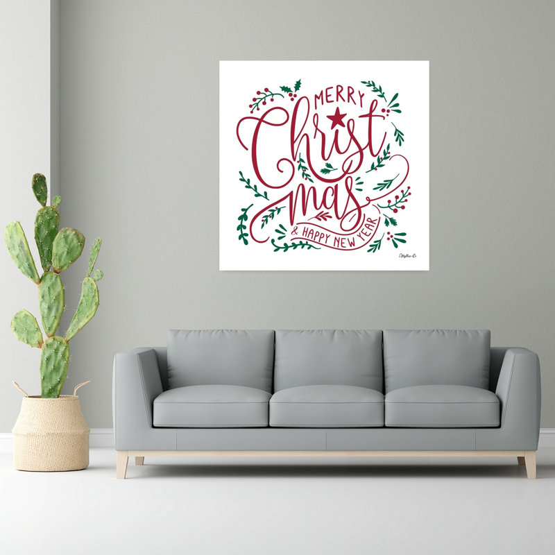 «Merry Christ-Mas I», art contemporain hivernal, H 48 po x l 48 po