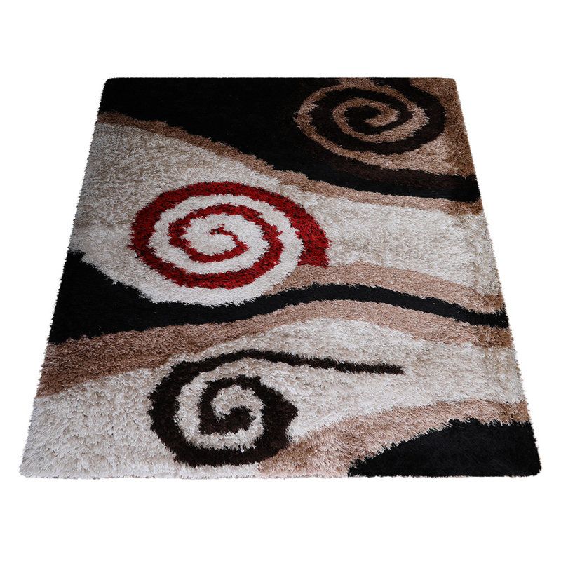 Debi Abstract Hand Tufted Shag Polyester Eco-Friendly Area Rugs -Rectangle, Beige Brown Color, Contemporary Modern Design, High Pile Thick Handmade Anti Skid Area Rugs for Living Room, Bed Room