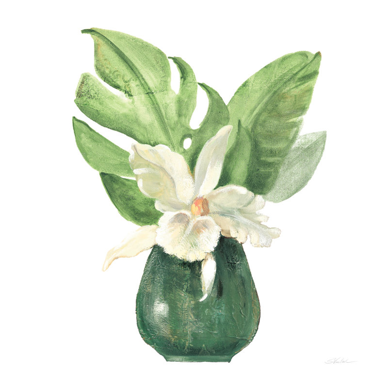 Feuilles tropicales I sur blanc, feuille de palmier, fleur, H 16 po x l 24 po x P 1,5 po
