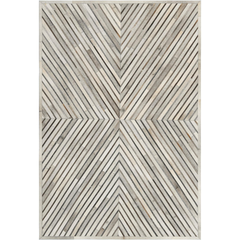  X Tiles Cowhide Leather Rug, Rectangle 6'1" x 9'