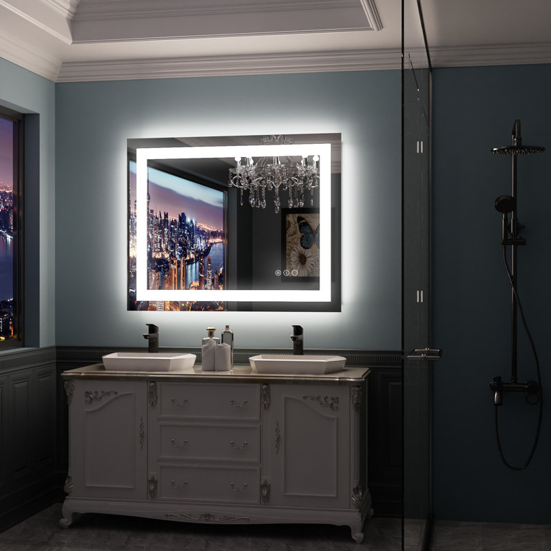 Rectangular Frameless Led Wall Mounted Bathroom Vanity Mirror, 40" x 32"